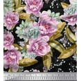 thumbnail image 1 of Soimoi Green Cotton Jersey Fabric Leaves & Floral Printed Fabric 1 Yard 58 Inch Wide, 1 of 1