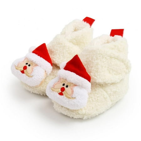 

Infant Fleece Snow Boots Baby Boy Girl Christmas Shoes Santa Claus Reindeer First Walker Toddler Plush Prewalker Newborn Fleece Boots 0-18M