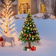 thumbnail image 3 of 11. Inch Lighted Christmas Tree Yard Signs with Stakes Light Up Pathway Xmas Tree Garden Stake with Baubles Gift Box and Star Topper Rustic Lawn Signs for Holiday Garden Lawn Patio Decor, 3 of 7