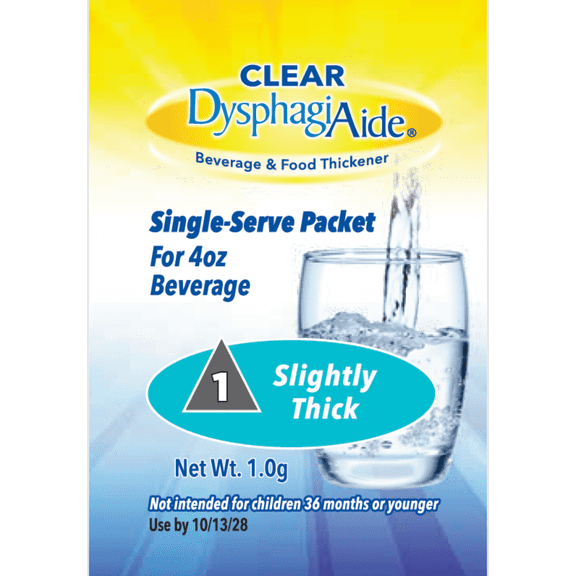 Clear DysphagiAide Thickener, IDDSI Level 1 Slightly Thick, Single Serve Packets, 24 Ct