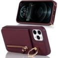 thumbnail image 3 of iPhone 11 Pro Max Case for Women with Card Holder,iPhone 11 Pro Max Phone Case Wallet with Strap,Crossbody Lanyard Cases with Credit Card Slots Kickstand Ring Holder Stand Case,6.5",Burgundy, 3 of 13