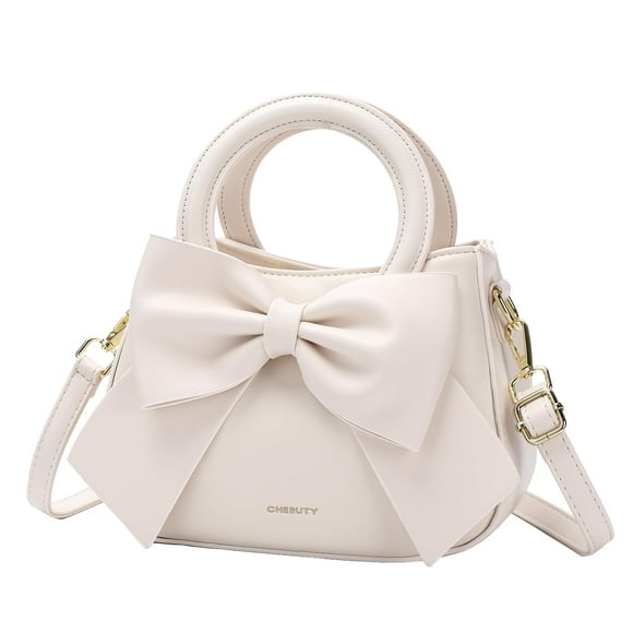 Bandolera CHERUTY Small de piel vegana con nudo en lazo, color beige