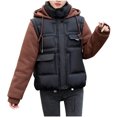thumbnail image 2 of UPPADA Winter Puffer Vest for Women Lapel Collar Zip up Sleeveless Puffer Vest Quilted Padded Warm Coat Outwear Ladies Fall Puffer Jacket with Pockets Women's Long Puffer Vest without Hood Black,XXXL, 2 of 4