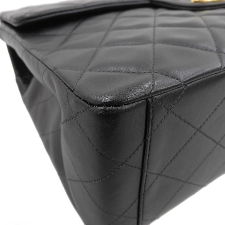 CHANEL ブラックレザー バッグ CHANEL ブラック レザーハンドバッグ CHANEL 黒レザー