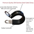 thumbnail image 2 of Solarson Stainless Steel Cable Clamp 1/2 Inch(0.5 inch) 20 Pack , Pipe Clamp,Metal Clamp,Tube Clamp, Rubber Cushioned Insulated Clamp, Wire Cord Installation 12 mm, 2 of 5