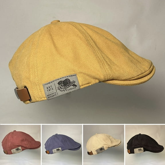 Mens Vintage British Style Beret Solid Color Adjustable Painter Cap