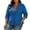 A-Blue, variant on Women's Plus Size Suit Jacket Lapel Button Pleated Ruffled Three-Quarter Sleeve Blazer for Casual Office A-Blue L