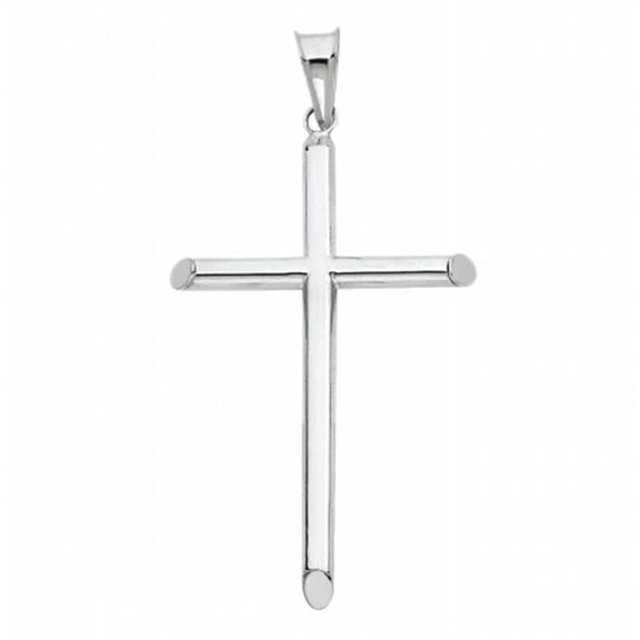 14k White Solid Gold Traditional Cross Religious Pendant