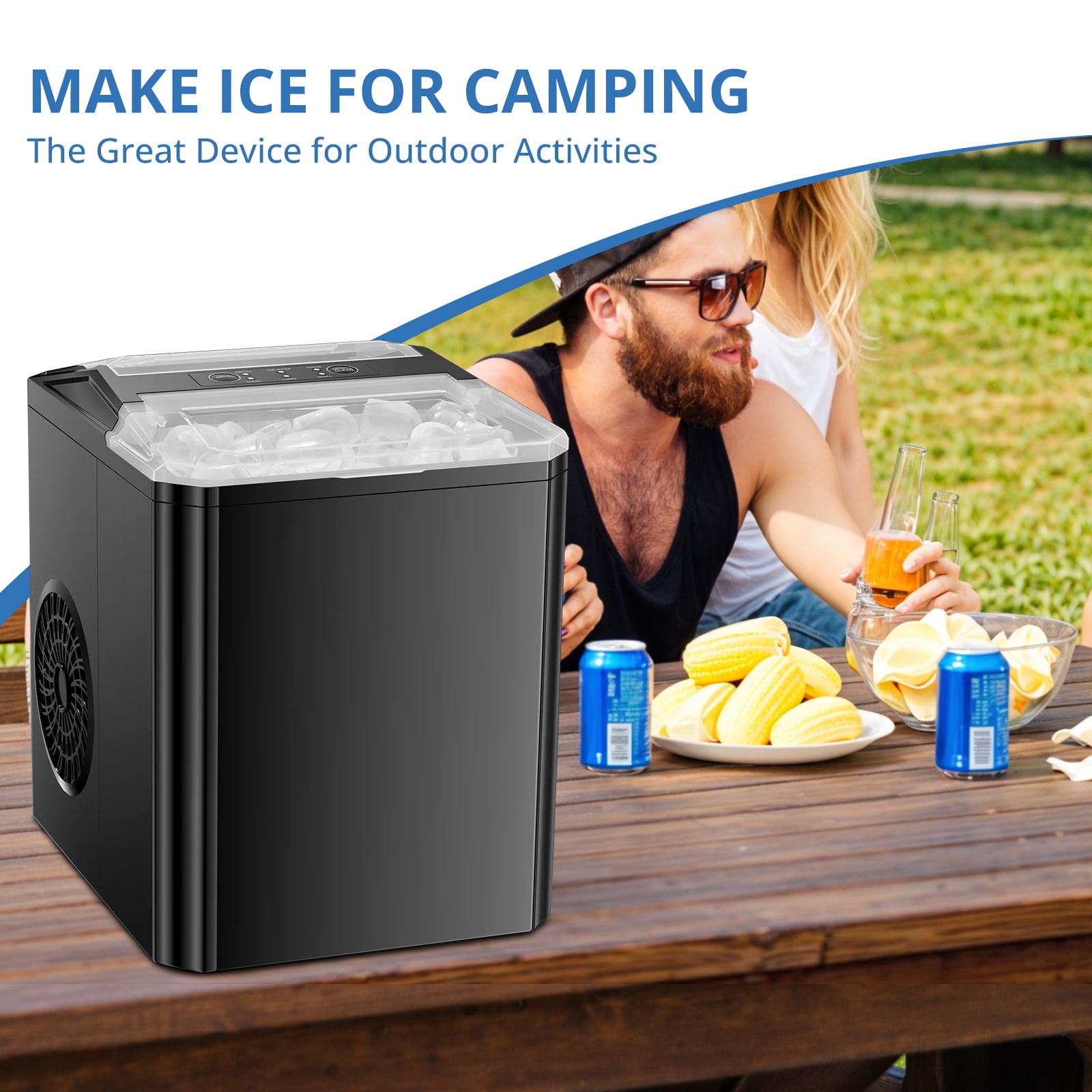 Atilioo Countertop Ice Maker, 26Lbs/24H, 9 Ice in 6 Mins, Portable Ice Machine with Self-Cleaning, Saving Energy, for Home/Party/Camping/RV, Black