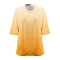 thumbnail image 5 of ICHUANYI Womens Plus Size Gradient Print Tops 3/4 Sleeve V Neck T Shirts Loose Fit Three Quarter Length Blouses Dressy Casual Tunic Tops, 5 of 5