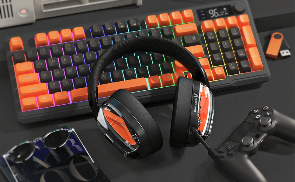 ATTACK SHARK L60 Ultra-Light Tri-Mode Gaming Headset Ultra-Light Tri-Mode Wireless Gaming Headset for PC/PS4/Xbox Black