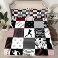 thumbnail image 2 of Homewish Baseball Gamer Twin Sheet Sets 3pcs for Kids Teens Adults,Sport Game Twin Fitted Sheet Microfiber,Black Red Plaid Breathable Flat Sheet,Breathable Home Decor, 2 of 7