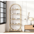 thumbnail image 3 of 5-Tier Arched Open Bookshelf, 70.8" Tall Modern Brown Storage Bookcase, Freestanding Display Rack Shelving Unit for Office, Bedroom, Living Room, Easy Assembly (Oak), 3 of 7