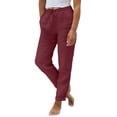 thumbnail image 2 of Conairie Womens Linen Pants Straight Leg Elastic Waisted Lounge Palazzo Trousers With Drawstring Vacation Beach Pants Outfits With Pockets RD2 L, 2 of 3