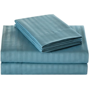 CarlyleHome 1800 Series King Size Soft Touch Embossed Stripe Sheet Set - Teal