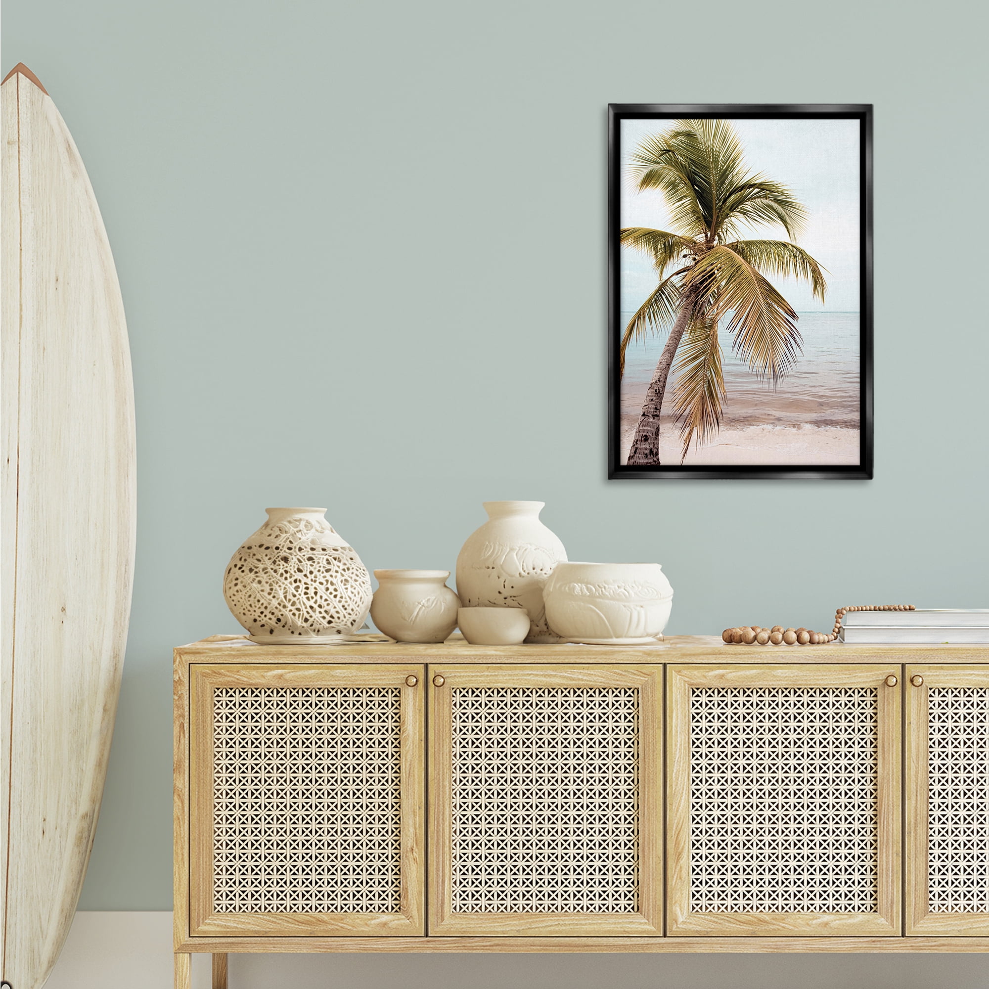 Stupell Industries California Summer Palm Nautical & Beach Photography Black Floater Framed Canvas Art Print Wall Art, 21 x 31