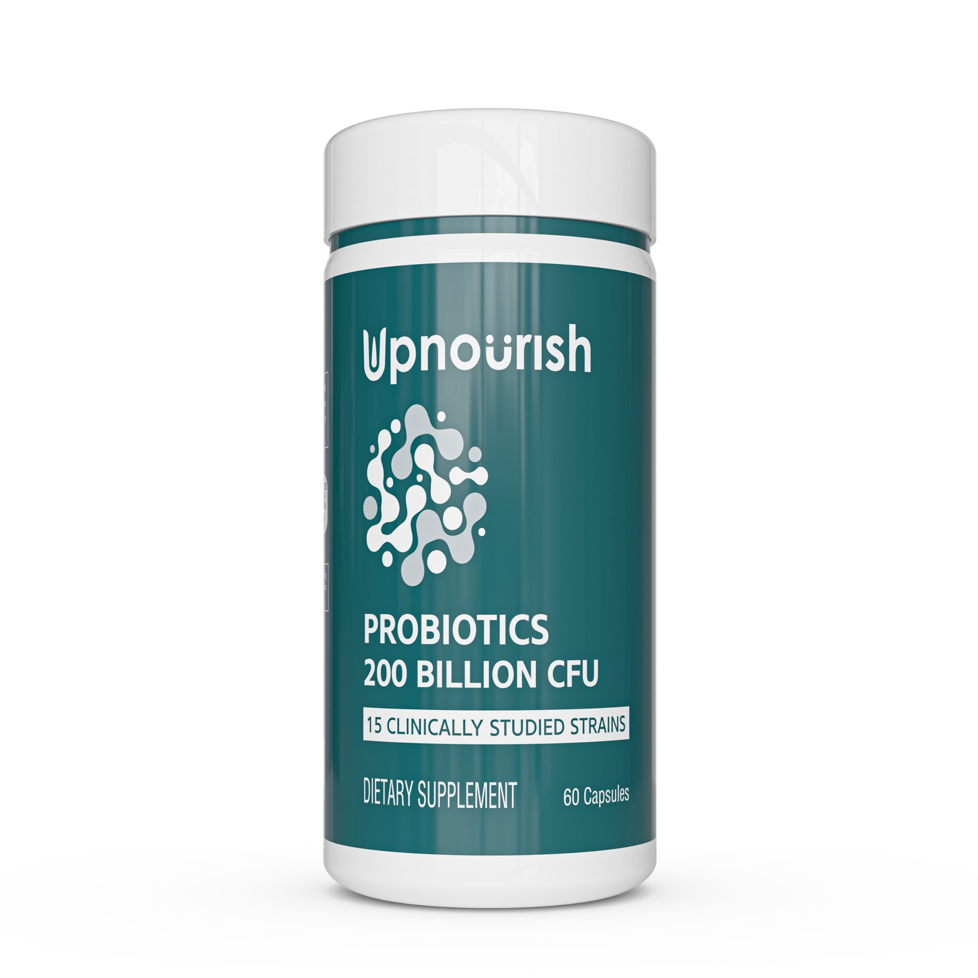 UpNourish 200 Billion CFUs Probiotics for Women & Men, Daily Probiotics Supplement with Organic Prebiotics, Digestive Enzymes, 15 Clinically Tested Strains, Immune & Gut Health Support - 60 Capsules