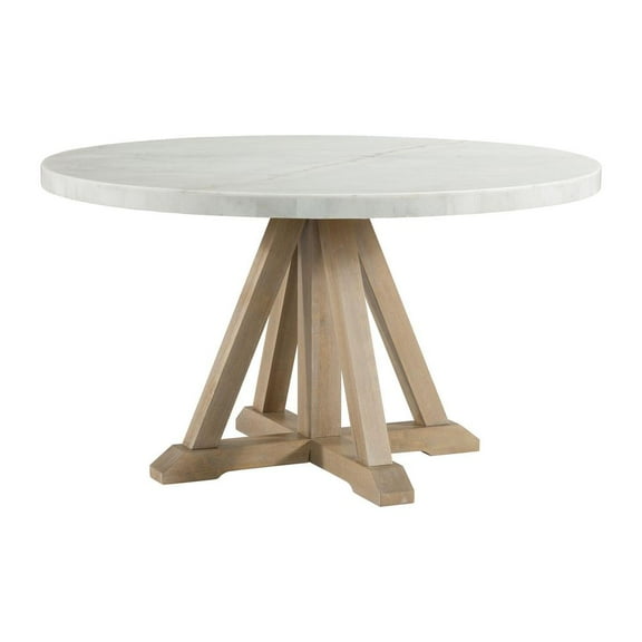 Picket House Furnishings Liam Round Dining Table in White and Natural