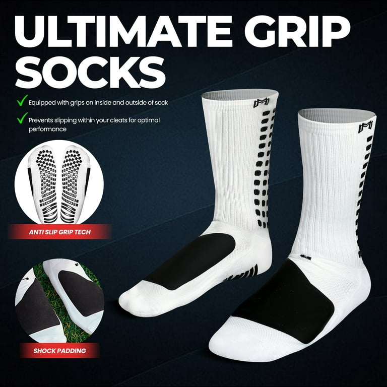 MediCaptain Lite - Protective Athletic Grip Sock with Metatarsal Padding  Shock Protection, Anti-Slip Grip Pads, White Non Slip Socks for Soccer