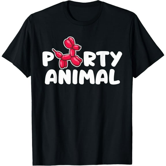 Party Animal - Red Balloon Dog Puppy Surprise T-Shirt men and women can wear, black, white, gifts