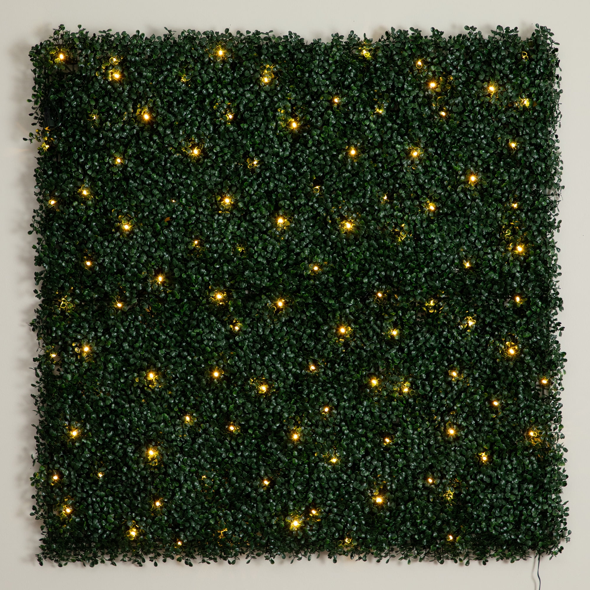Nearly Natural 40in. x 40in. UV Resistant Boxwood Artificial Living Wall Panel with 100 Warm White LED Lights (Indoor/Outdoor)