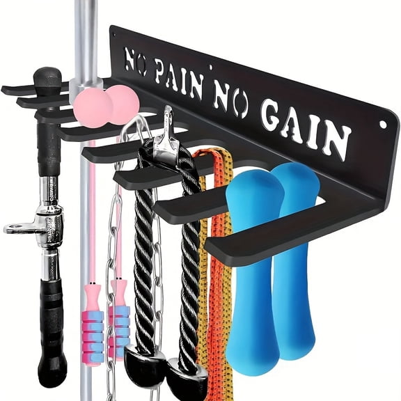 1pc 8-Hook Wall-Mounted Fitness Storage Rack, Suitable for Storing Resistance Bands, Jump Ropes, and Weightlifting Straps - Multi-Functional Fitness Equipment Organizer
