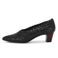 thumbnail image 2 of YDN Women Pointed Toe Checkered Style Pumps Block Low Heels Slip On Casual Comfort Daily Outfit Shoes Size 7 Black, 2 of 4