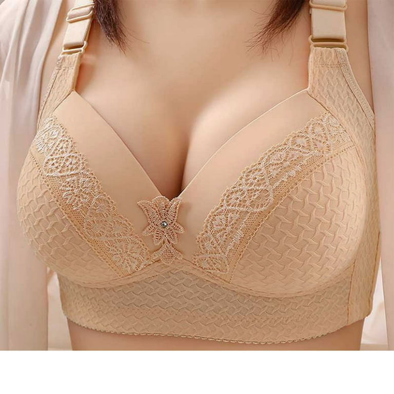 Eashery Push Up Bras Women's Fully Front Close Longline Lace Posture Bra  Gray 42