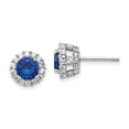thumbnail image 1 of Cheryl M Boucles d'Oreilles Rondes en Argent Sterling Créées en Laboratoire Dk Bleu Spinelle & CZ QCM504, 1 of 2
