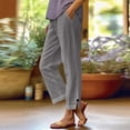 thumbnail image 2 of Lumtrix Linen Pants Women 2026 Summer Beach Vacation Trousers Elastic Waist Linen Capris Pants Boho Dressy Casual Travel Pant Gray S, 2 of 5