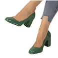 thumbnail image 4 of GERsome Women's Low Block Heels Dress Shoes Square Closed Toe Slip-On Work Wedding Party Pumps, Green Size 6.5, 4 of 5