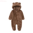 thumbnail image 2 of LYHaoo Boys Romper Newborn Infant Baby Boys Girls Snowsuit Winter Coat Solid Bear Warm Fleece Hooded Footed Romper Jumpsuit Outfits,Sizes 9-12 Months, 2 of 5