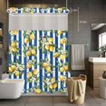 thumbnail image 5 of Summer Plant No Hooks Shower Curtain with Snap-in Liner Retro Yellow Lemon Floral Blue Stripe Shower Curtains for Bathroom, Waterproof, Easy Install, Washable 72"x84", 5 of 9