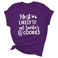 thumbnail image 5 of Débardeurs à Col Imprimé de Noël pour Femmes Manches Courtes T-Shirts Décontractés en Coton, 5 of 5