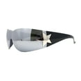 thumbnail image 2 of Womens Wrap Around Shield Star Jewel Retro 90s Sunglasses Black Silver Mirror, 2 of 4