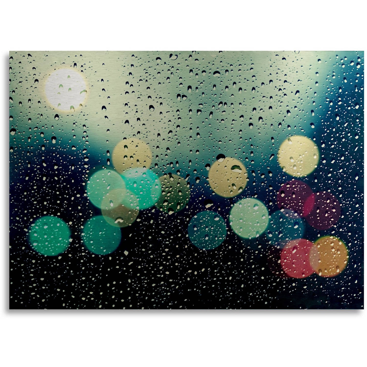 Beata Czyzowska Young 'Rainy City' Floating Brushed Aluminum Art