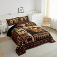 thumbnail image 3 of Feelyou Farmhouse Reindeer Moose Queen Comforter Set, Western Lodge Cabin Bedding Sets, Brown Plaid Checkered Reversible Bedding Comforter Set, Breathable Home Decor, 3 Pieces, 3 of 8