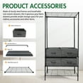 thumbnail image 3 of 71"H Heavy Duty Clothes Rack, Max Load 445 LBS, Freestanding 3-Tier Wire Garment Rack for Hanging Clothes with Shelves, Closet Organizers and Storage Metal Closet Wardrobe System, Black, 3 of 11