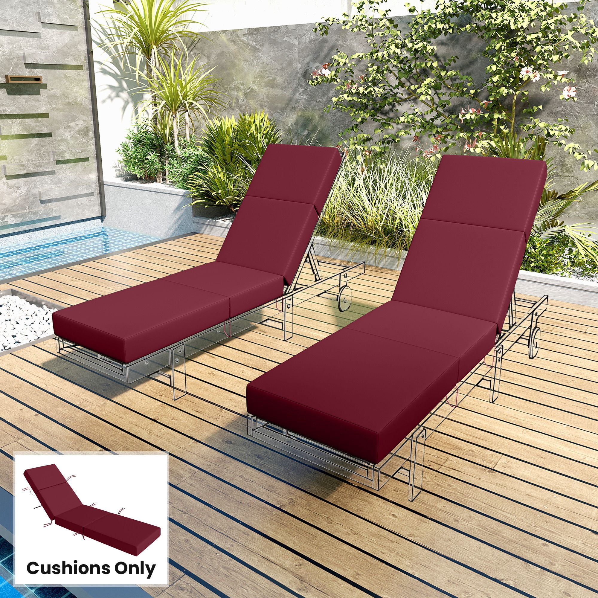 Alvantor Chaise Lounge Cushion 4" Lounge Chair Cushion for Outdoor 21" x 72 ", Red