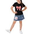 thumbnail image 1 of hengsof Ensemble Deux Pièces Jupe à Manches Courtes Imprimé Ours avec Nœud Doux pour Filles, Jupe à Manches Courtes Col Rond Taille Élastique Ensemble Décontracté Confortable, 1 of 6