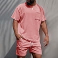 thumbnail image 2 of toraway Ensemble Décontracté pour Hommes 2 Pcs Mode Costume d'Été Manches Courtes Shorts en Velours Côtelé Robe Décontractée Col Rond Poche Haut Shorts à Cordon Style Confort S, 2 of 4