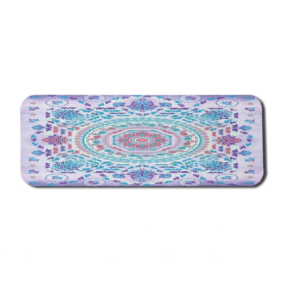 Mandala Computer Mouse Pad, Medallion Design Floral Patterns and Leaves Boho Hippie Style Prints, Rectangle Non-Slip Rubber Mousepad Large, 31" x 12" Gaming Size, Turquoise Purple, by Ambesonne