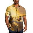 thumbnail image 1 of Mens Casual Manga Corta Botón Abajo Camisas Turndown Cuello Blusa de Impresión, Poliéster Ligero Top de la Moda para el Verano Al Aire Libre Y el Uso Diario, 1 of 6
