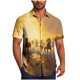 thumbnail image 1 of Mens Casual Manga Corta Botón Abajo Camisas Turndown Cuello Blusa de Impresión, Poliéster Ligero Top de la Moda para el Verano Al Aire Libre Y el Uso Diario, 1 of 6
