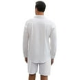 thumbnail image 2 of Men's Cotton Linen Sets 2 Piece Long Sleeve beach outfits Button Down Shirts and Shorts, 2 of 4