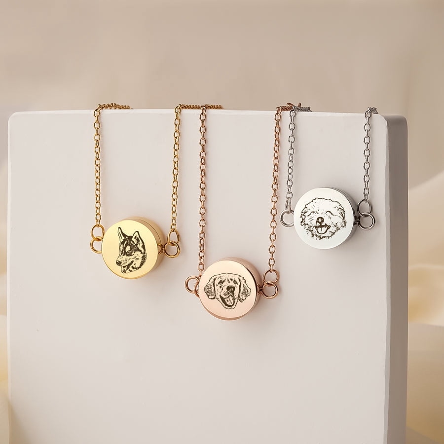 Anavia Personalized Pet Memorial Jewelry, Pet Portrait Pet Fur Memorial Bracelet, Engraved Dog Photo Bracelet Cat Bracelet for Loss of Pet