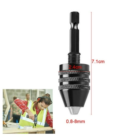 

Keyless Drill Chuck 0.3-8mm Self-Tighten Electric Drill Bits Collet Fixture Tools 1/4 Hex Shank Quick Change Converter
