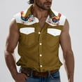 thumbnail image 2 of Camisas de Cuello para los Hombres de Moda Casual Imprimir Turndown Cuello sin Mangas Bolsillos Deportivos Tanque, Ligero Top de Verano, 2 of 5