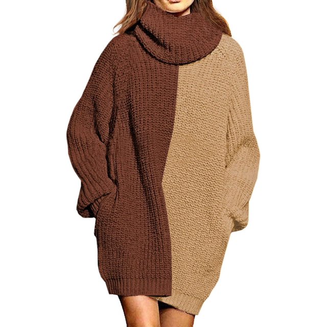 LAICAIW Robe Chandail Longue Ample à Col Roulé Oversize pour Femmes