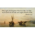 thumbnail image 2 of ArtsyQuotes 18x12 White Modern Wood Framed Museum Art Print Titled - Bible Verse Quote Matthew 13:47, Konstantinos Volanakis - On Calm Waters, 2 of 4
